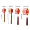4PC Set Wooden Handle Measuring Spoon Set Rose Gold Finish Nesting Measuring Cups  For Baking
