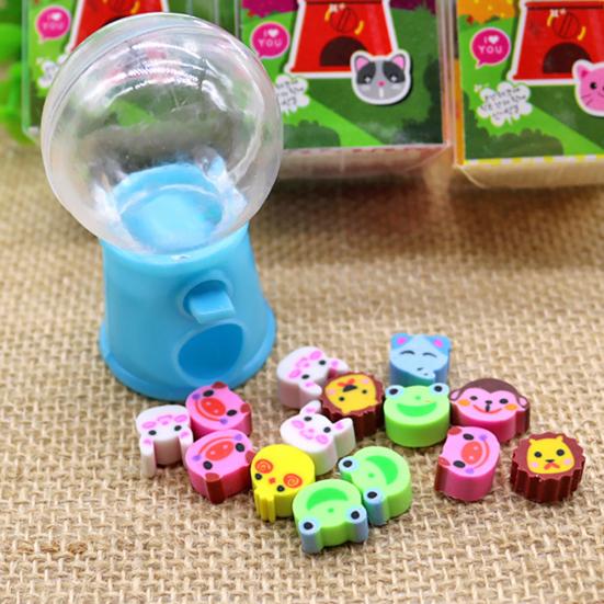 12Pcs Eraser Toy Creative Practical Fruit Shape Pencil Eraser Stationery Twisted Egg Toy for Children