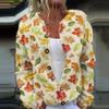 3D Digital Print Faux Wool Cardigan Knit Jacket for Women