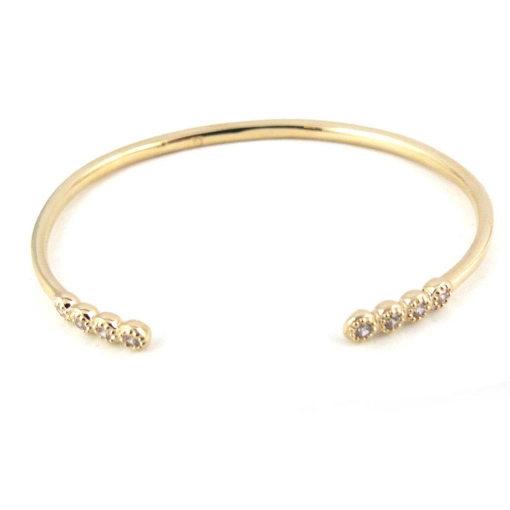 Les Trésors De Lily [M9985] - Open Gold Plated Bracelet 'Sissi' White Gold - 56 Mm 13x3 Mm