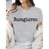 Italien Hallo Aufdruck Muster Lässig Locker Kurzarm Sommer T-Shirt