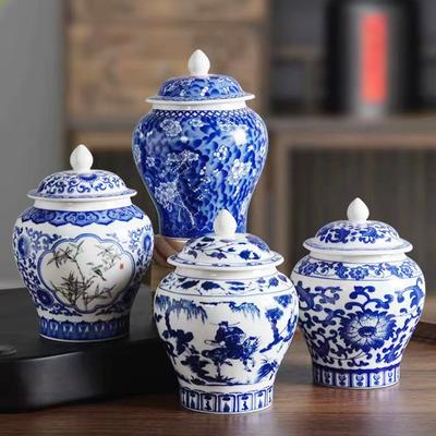 Feuchtigkeitsbeständiges, versiegeltes Haushaltsglas aus blau-weißem Porzellan, chinesisches Teeglas aus Keramik, feuchtigkeitsbeständiges chinesisches Retro-Vorratsglas