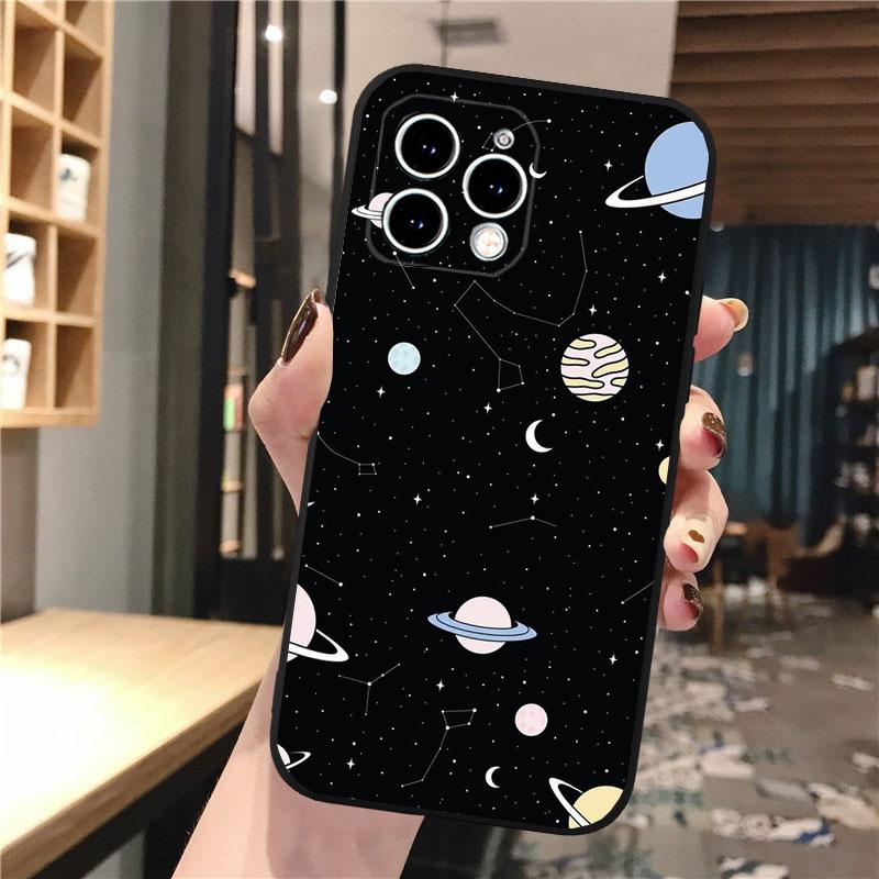 Galaxy Space Moon Star Phone Case For iphone 17 Pro Max Air 16 15 14 13 Pro Max 15 16 Pro 15Plus