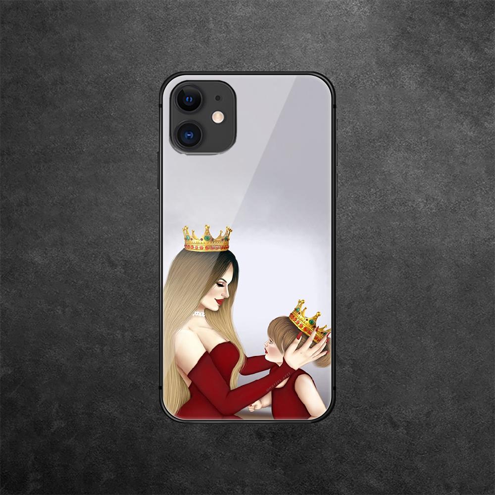 Mother Baby Mom Telefonfodral i härdat glas för iPhone Samsung Galaxy OnePlus Oppo Xiaomi Redmi Note SA 7 8 9 10 11 12 13 14 20 21 22 53 Pro Max Ultra