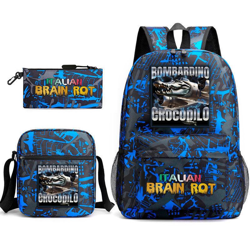 3-delige Schoolrugzakset voor Studenten Grote Capaciteit Oxford Stof Schooltas met Schouderband en Etui 3 piece set