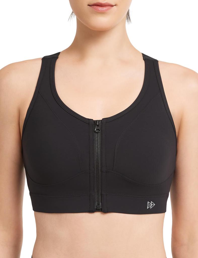Yvette Sports No Front Sweat Quick Adjustable High 3D Integrated XL Black Bra, Bounce, Opening, Women's, Mesh, Absorbent, Drying, Straps, Underarm,