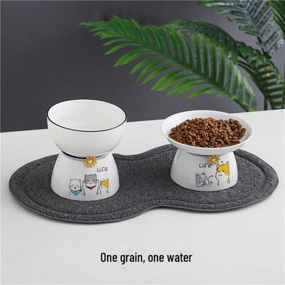 Anti-Tip Ceramic Cat Bowl with Elevated Design for Chin Protection and Spill Prevention