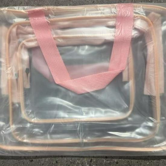 Clear PVC Toiletry and Makeup Bag Set (3-Pack) - Waterproof Storage for Beach Toys (Large)