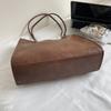 Structured Leather Tote Bag with Long Handle Large Capacity Everyday Fashion Shoulder Bag