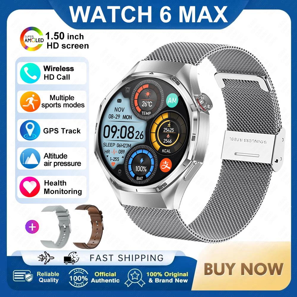 2026 New Watch 6 MAX Smart Watch GPS Track Altitude Pressure Heart Rate Blood Oxygen IP67 Waterproof BT Call Outdoor Smart Watch