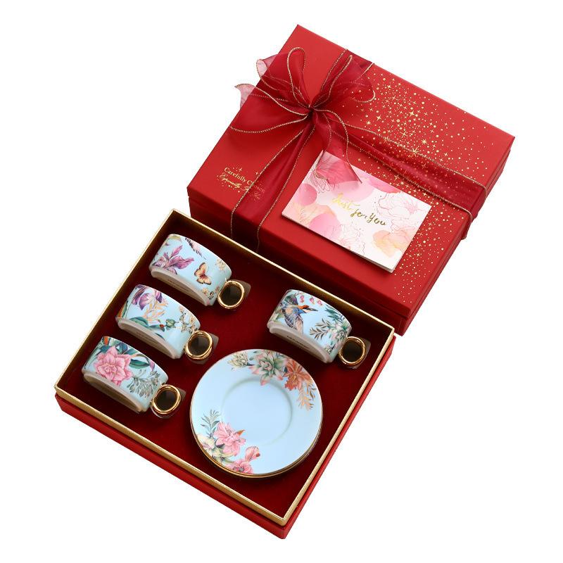 Nuoxuan Small Luxury Pastoral Ceramic Light Luxury Coffee Cup And Saucer Set Household Living Room Set Cup