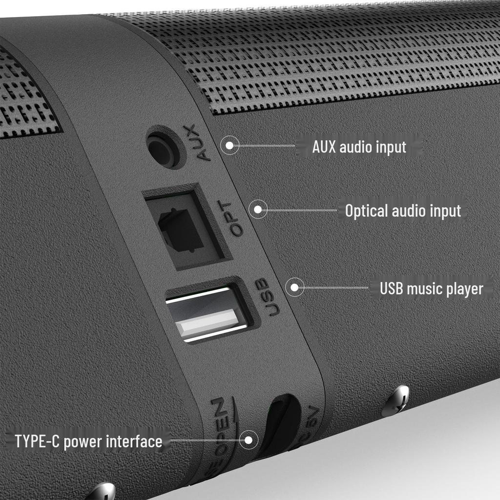 Bluetooth Detachable Home Theater Soundbar with Fiber Optic Connectivity for TV and E-commerce