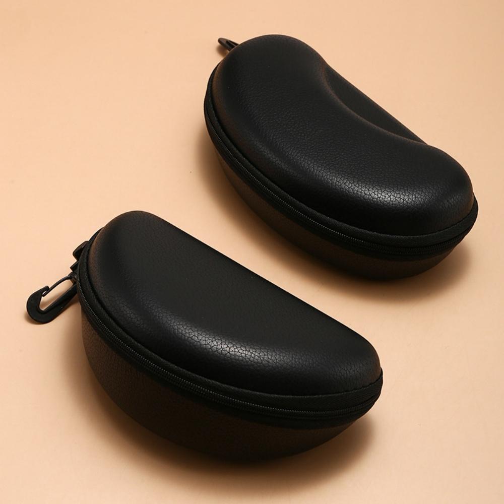 Tragbare Haken-Brillenetui PU-Lederstruktur Sport Anti-Druck Radsport-Sonnenbrillen-Aufbewahrungstasche Hartschalen-Brillen-Schutz