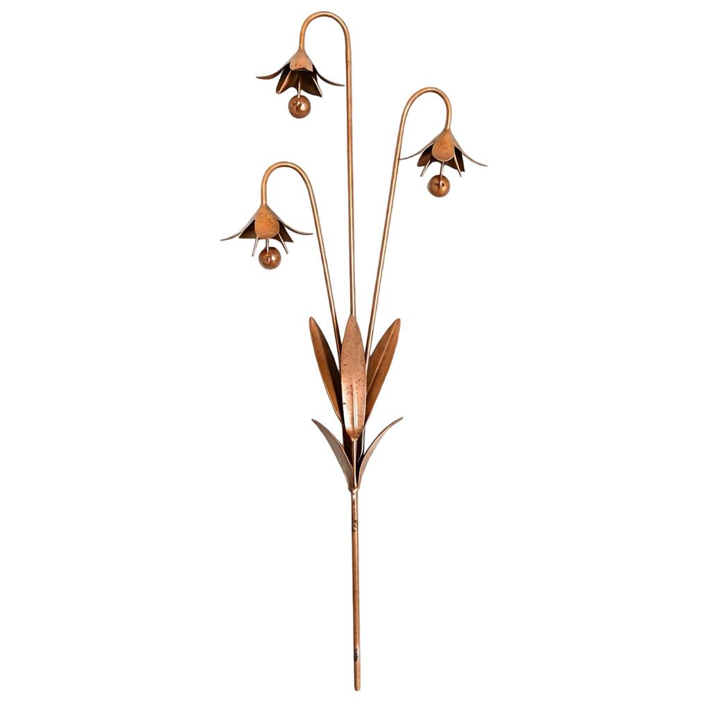 Vintage Iron Garden Wind Chime Flower Stake Decorative Metal Floral Ornament for Outdoor Yard Patio Pathway Lawn Landscape