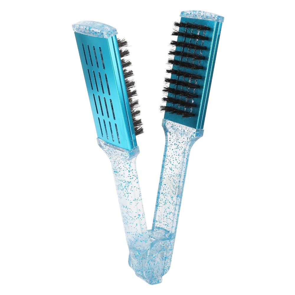 Multifunction Hair Straightener Clamp Brush Blue Hair Straightening Splint Comb Salon Use