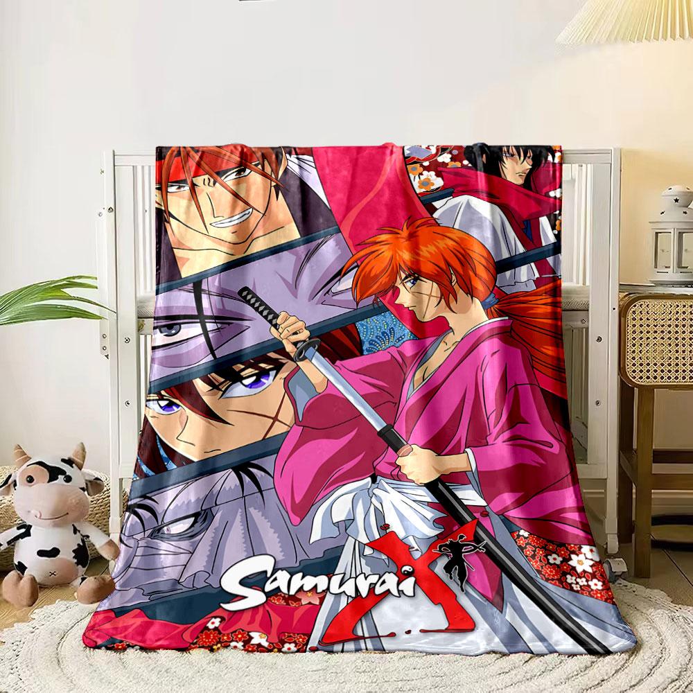 

Collage of samurai-themed art with vibrant colors and dramatic expressions. for all seasons blanket lunch break throw gift 80cm x 120cm
