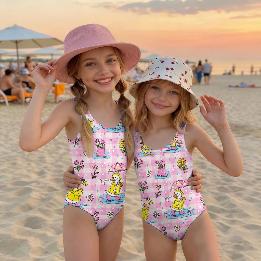 Costume da bagno intero per bambina con stampa animalier Costume da bagno per bambini Tessuto leggero e morbido Vestibilità comoda Adatto per attività estive in spiaggia e piscina