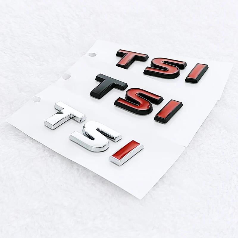 YKPSC1 3D ABS Chrome Black Logo TSI Emblem Letters Car Trunk Badge For VW Polo Jetta Golf 4 5 6 7 8 MK4 MK6 MK7 TSI Sticker Accessories