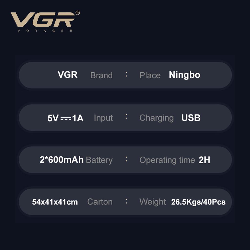 Professional VGR V-349 Retro Metal Shaver Three Blade Deep Cleaning Shaver Embossed Body Intelligent LCD Digital Hair Trimmer Safe and Skin-friendly