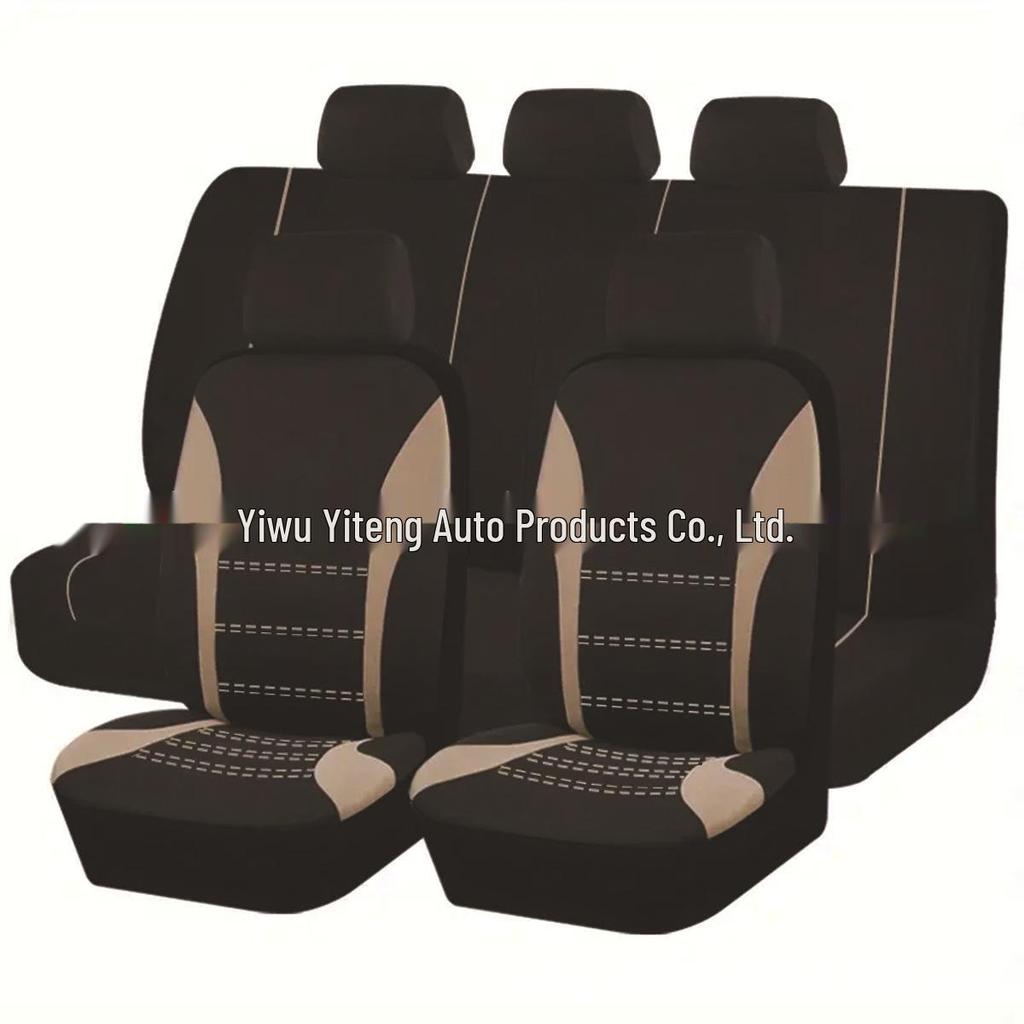 Universal Four Seasons 5-Seat Car Seat Cover, 9-Piece Waistline Fabric Set for Middle East, Europe, and America