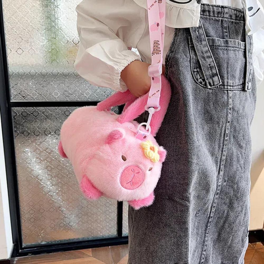 Korean Style Capybara Bucket Bag Soft Cartoon Animal Handbag Gift Plush Doll Shoulder Bag  Daily