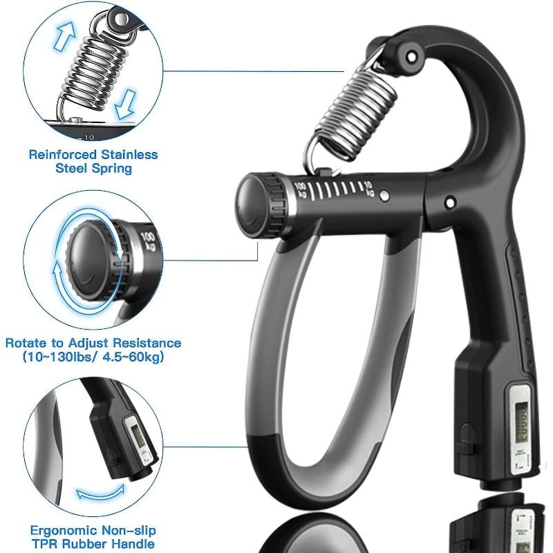 10-100Kg Adjustable Grip Strength Device for Fitness Rehabilitation Training, Wrist Strength Counting for Muscle Exercise