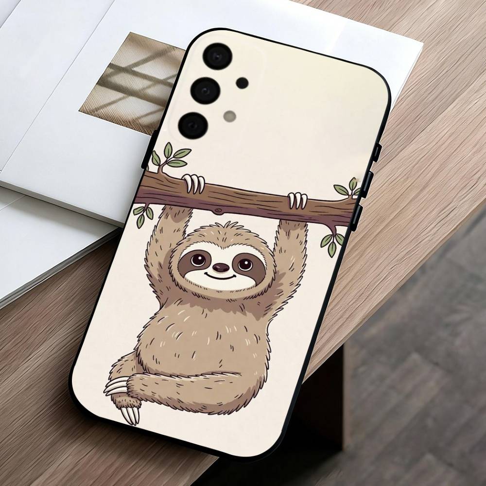 Animal Cute C-Cartoon S-Sloth  Phone Case For Samsung Galaxy A73,A72,A71,A70,A53,A52,A51,Soft Silicone Black Cover