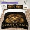 Custom Name Royal Lion Majesty Bedding,Quilt Set Quilt Cover Pillowcase Home Birthday Gift(1 * Duvet Cover + 2 * Pillowcase, Without Core)_lx