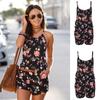 Stylish Women's Backless Jumpsuit With Pockets And Floral Design For Effortless Fashion