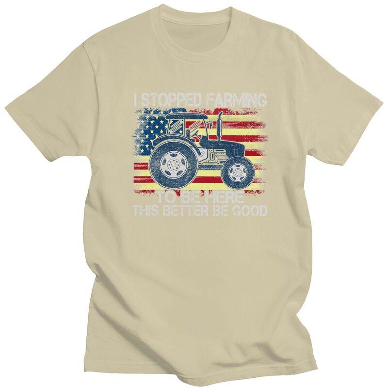 Custom Male I Stopped Farming To Be Here T Shirts ShortSleeve Cotton Tshirts Tshirt Casual Humor Joke Tee Loose Fit Clothes