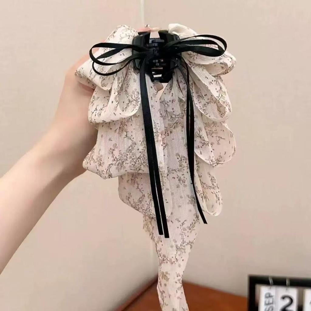 "High-Grade Bow Princess Shark Clip - 2024 Celebrity Cloud Mesh Headdress"