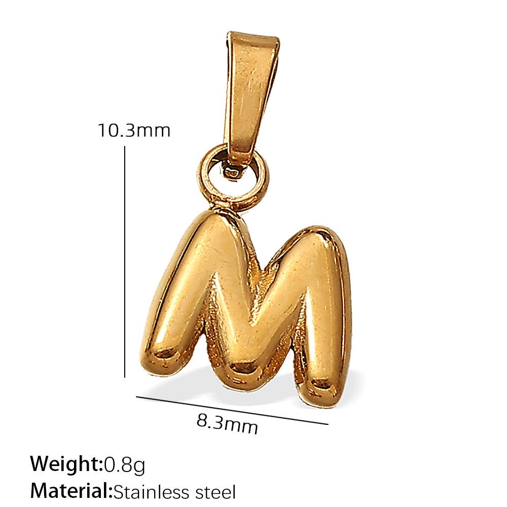 18K Gold Plated Bubble Letter Pendants - 26 English Letters