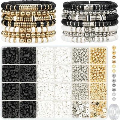 3000 Stück weiche Tonperlen, Schmuckherstellungsset zum Selbermachen – Erstellen Sie einzigartige Bettelarmbänder mit goldenen Akzenten, künstlerisches Bastelzubehör
