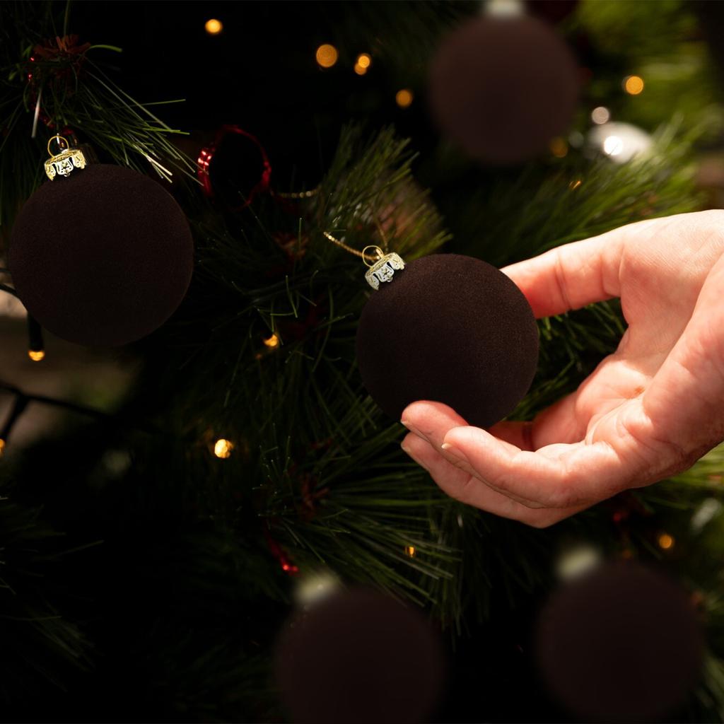 Julekule Fløyel Hengende Kule Fløyel Vinrød Plysjkule Juletrepynt