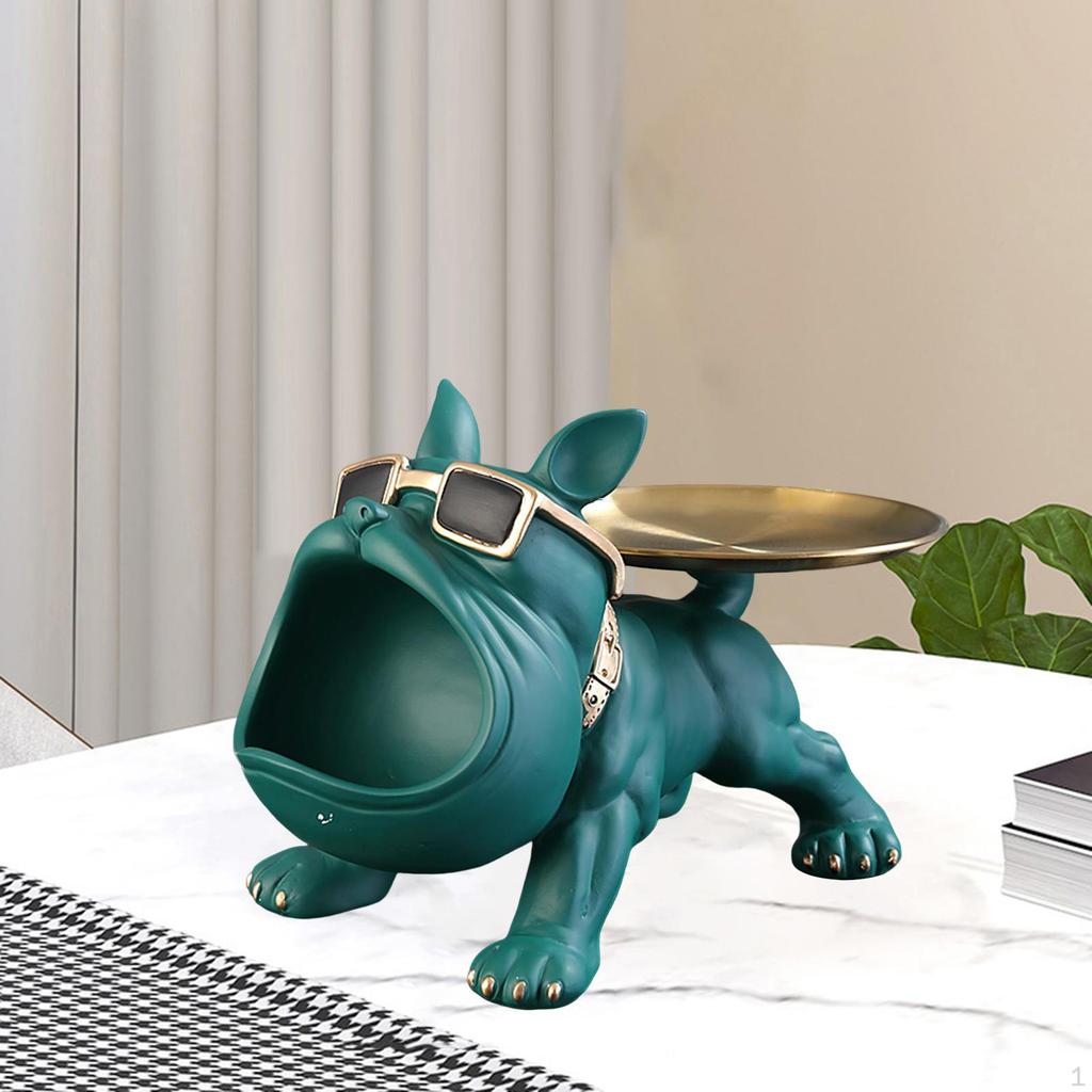 Dog Statue Home Resin Figurine Sculpture Decoration Sundries Key Container and Tray