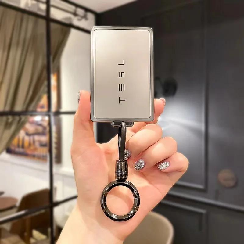 bpyqc0 for Tesla car keychain protective cover Model Y card cover Model 3 X S metal keychain remote control protective cover