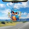 Adorable Acrylic Cartoon Owl Car Pendant For Stylish Vehicle Decoration