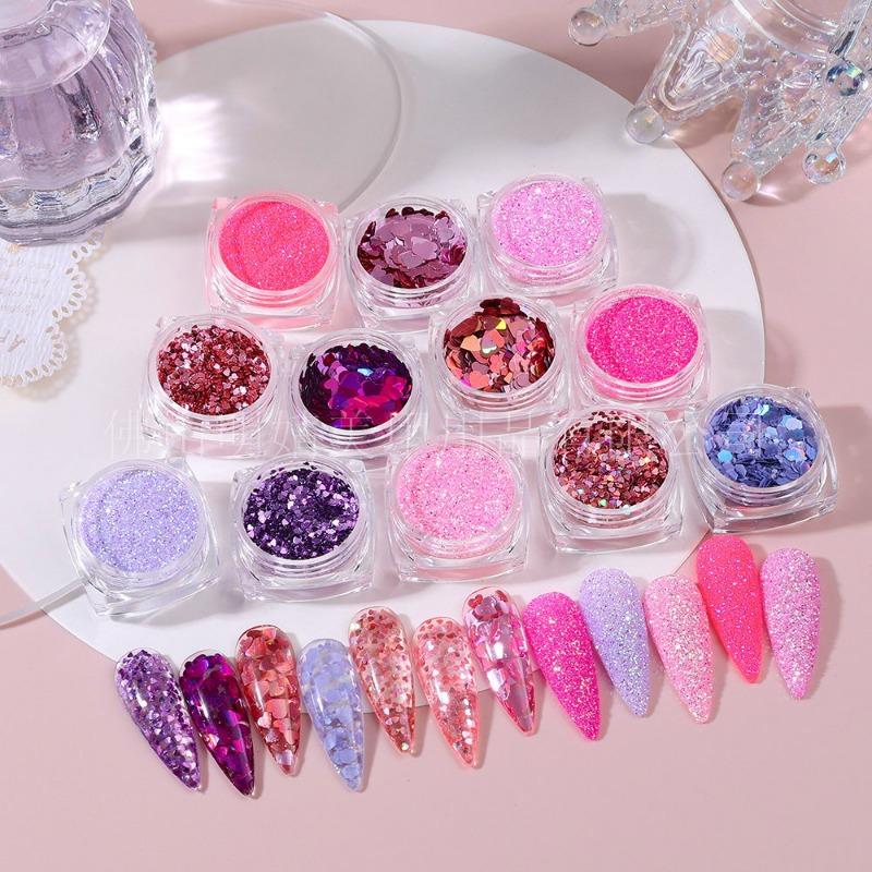 New fashion mixed color small heart sequins colorful love heart sequins small fresh magic color laser flash small red heart nail sequins