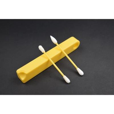 Wiederverwendbares Wattestäbchen - Gelb - 2 Stück - Medizinisches Silikon - Steifes Nylon