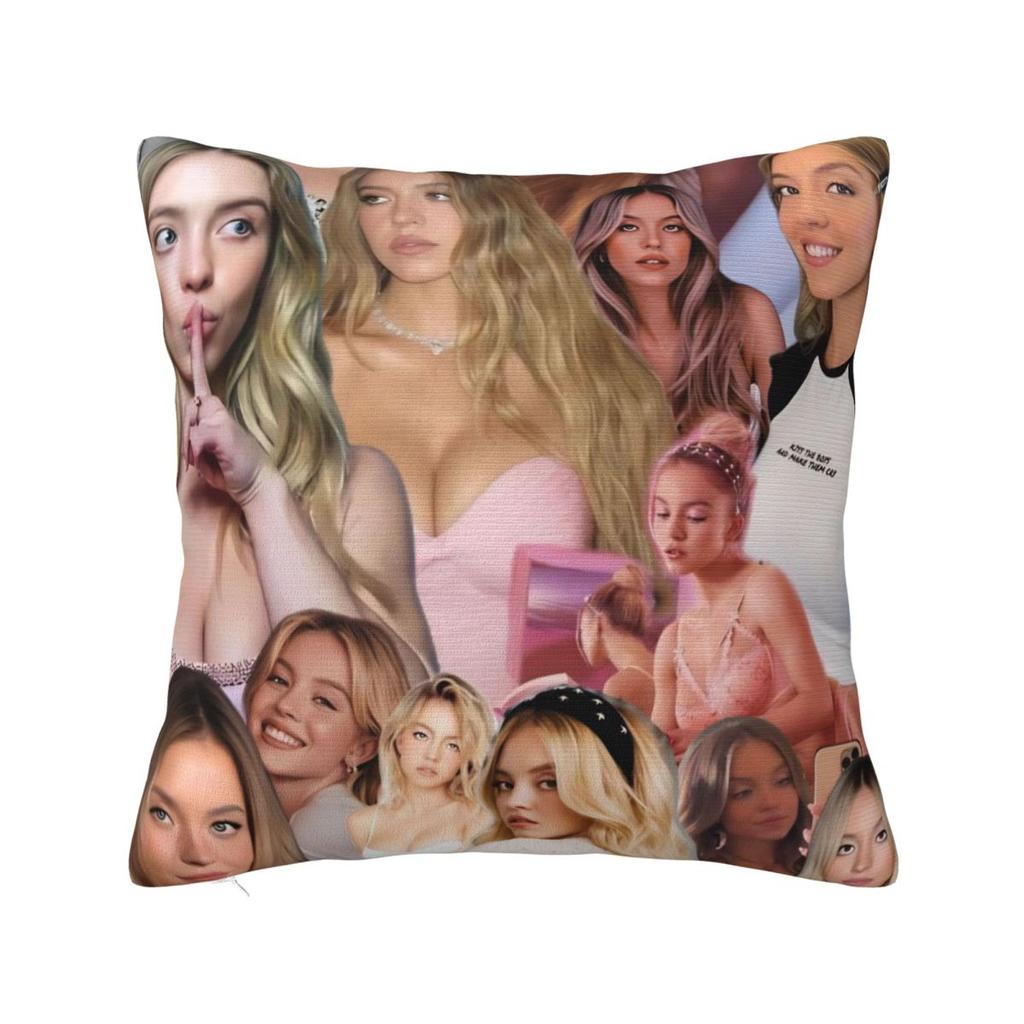 Sydney Sweeney American Actress Photo Pillow Cover Cushion Cover Square Pillow Case Pillowcases For Sofa Bedroom Home Decor