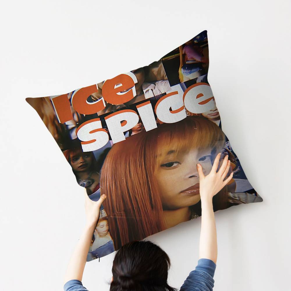 I-Ice S-Spice Rapper Pillow Covers Cartoon Sofa Decorative Home Double-sided Printing Short Plush Cute Cushion Cover