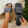 Fashion New Style Popular Women's Fashionable Flat Sandals with Artificial Pearl and Rhinestone Decoration Luxury Slippers Zapatos Mujer