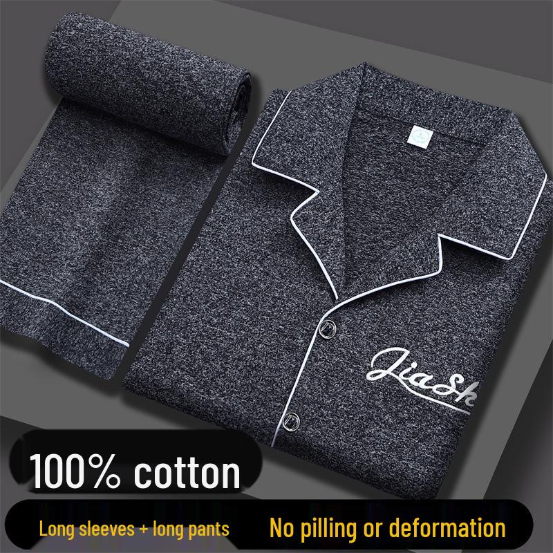 Pijamale Bărbați Mânecă Lungă din Bumbac 100% Pur - Croială Largă, Mărimi Mari, Articole de Casă de Primăvară/Toamnă pentru Toate Vârstele.