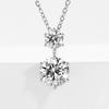 925 Sterling Silver Double Round Moissanite Pendant Necklace Clear CZ Diamond Chain for Women Wedding Jewelry