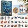 Niedliche Schildkröten-Themen-Spielzeuge Meeresleben Adventskalender 2026, 24 Tage Weihnachts-Countdown-Kalender mit 2D-Acryl-Retro-Illustration Geschenkbox