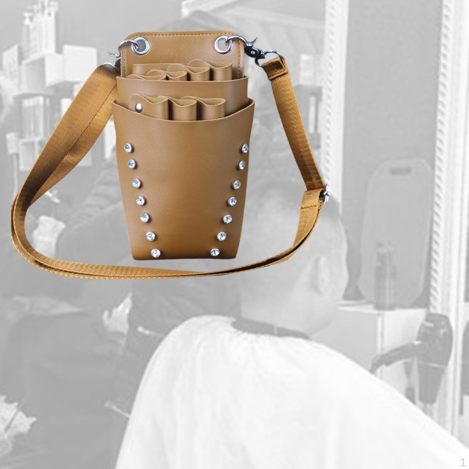 

Сумка для парикмахерских ножниц из ПУ кожи, чехол для ножниц для стрижки с поясным ремнем, парикмахерский подарочный чехол для коричневый