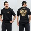 Men's Fashionable T Shirt Short Sleeved Top with Cool Double Headed Eagle Print, a Must Have for Fashionable Men, Suitable for Daily Casual Wear