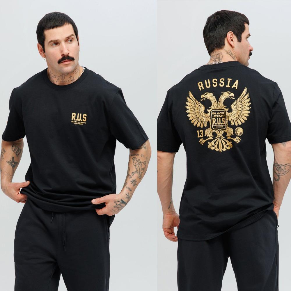 

Men s Fashionable T Shirt Short Sleeved Top with Cool Double Headed Eagle Print, a Must Have for Fashionable Men, Suitable for Daily Casual Wear S