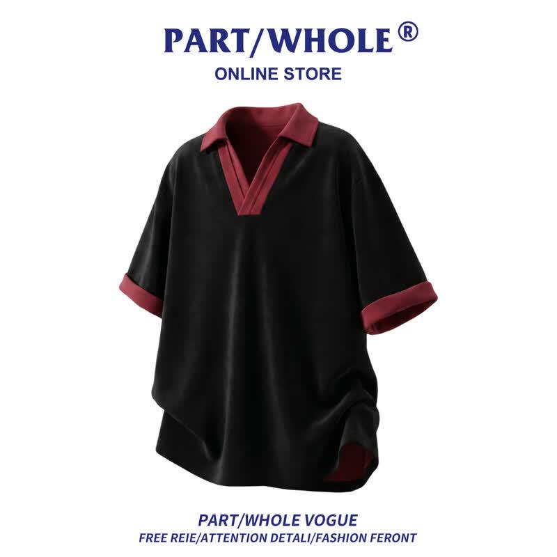 PART/WHOLE Men s Summer Colorblock Faux Two-Piece Polo Shirt XL