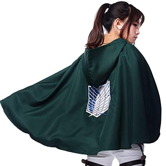 

Плащ Атака Титанов Косплей Костюм Разведкорпуса Плащ с капюшоном Костюм Леви для школьных фестивалей Размер Эрен, Микаса, Армин, Хэллоуин, Мероприятия, (зеленый